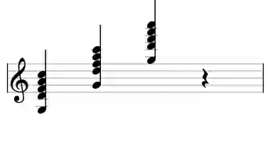Sheet music of G 11 in three octaves